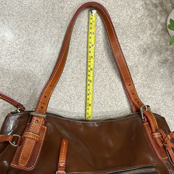 Dooney & Bourke Brown Patent Leather Large Handbag Bag - Picture 3 of 14
